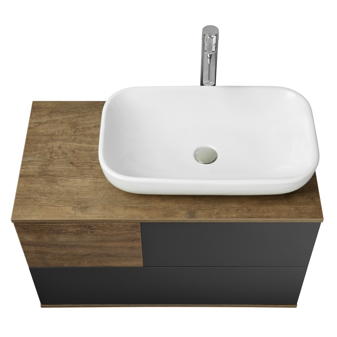 Тумба под раковину Aquaton Терра 85 светлое дерево-серый 1A247201TEKA0 - 1