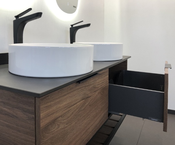 Тумба с раковиной Comforty Порто 120, подвесная, дуб тёмно-коричневый 00-00001287 - 4