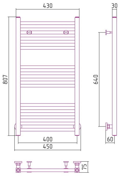 Полотенцесушитель водяной ДР МОДУС 800х400 (Без покрытия) 00-0250-8040 - 2