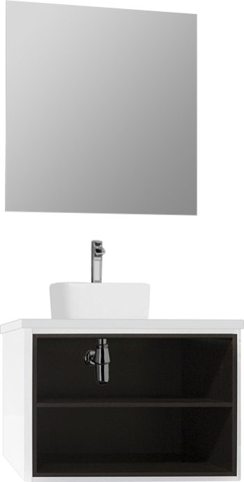 Тумба с раковиной открытая Aquaton Брук 80 белый-темное дерево - 1