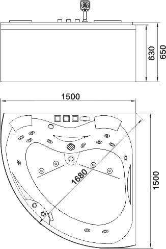 Акриловая ванна Orans OLS-BT6012X 150x150 см 6012X00 - 1