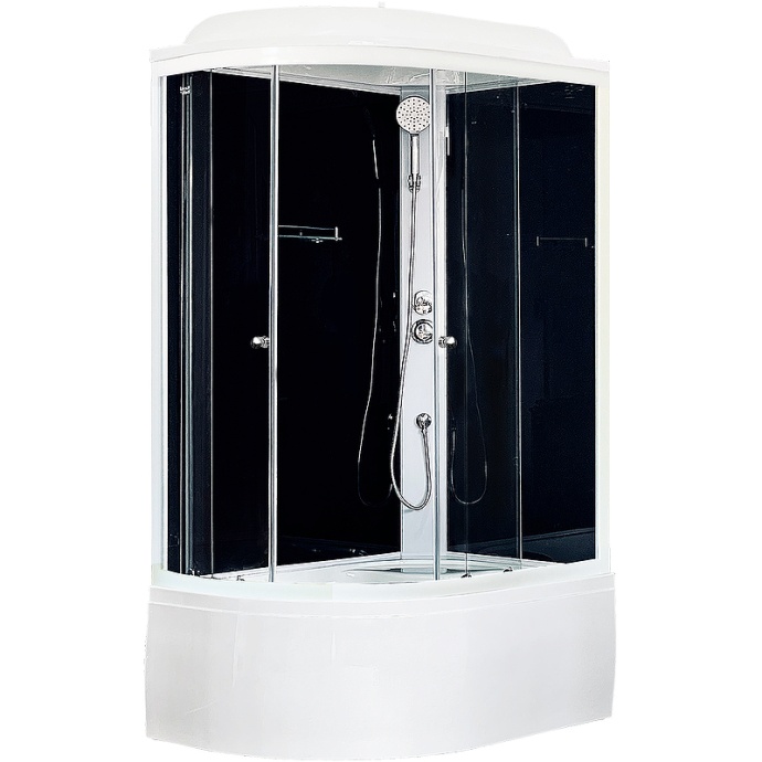 Душевая кабина Royal Bath BK 120x80 R профиль белый стекло прозрачное задняя стенка черная  RB8120BK5-BT-R - 0