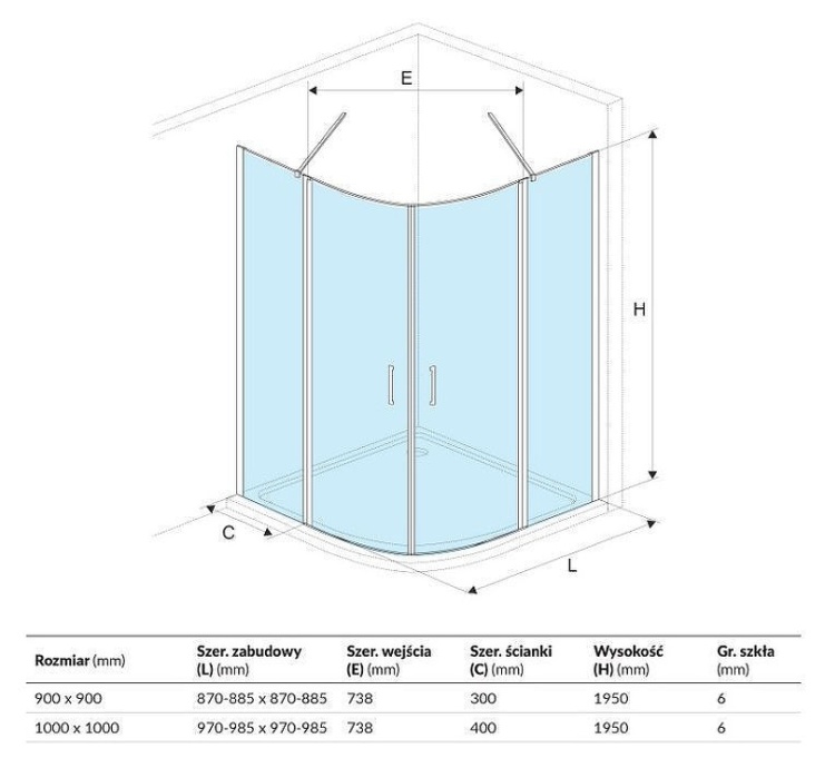 Душевой уголок Excellent Mazo 100х100 профиль хром стекло прозрачное KAEX.3000.2S.1010.LPx2 + KAEX.3001.2D.0400.LP - 2