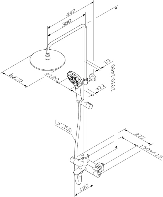 Душевая стойка AM.PM Like F0780522 черная - 8