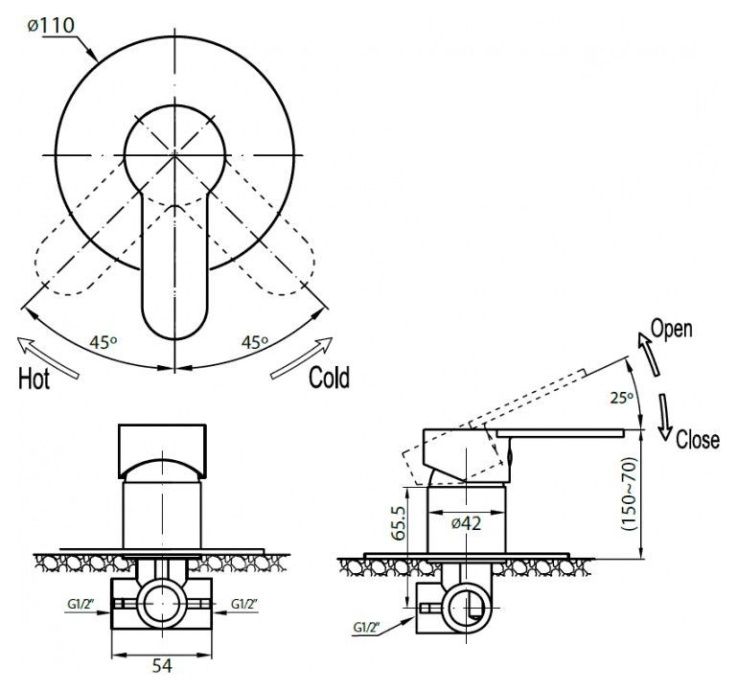 Смеситель Cezares Laconico C DI 01 С ВНУТРЕННЕЙ ЧАСТЬЮ, для душа LACONICO-C-DI-01 - 1