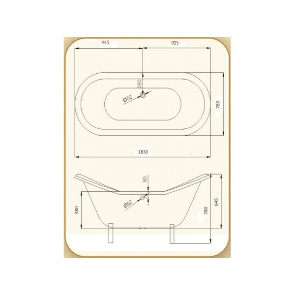 Чугунная ванна Magliezza Julietta 183x78 см  JULIETTA BR - 2