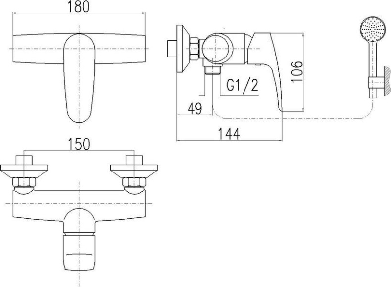 Смеситель для душа Rav Slezak AMUR хром  AM781.5/1 - 1