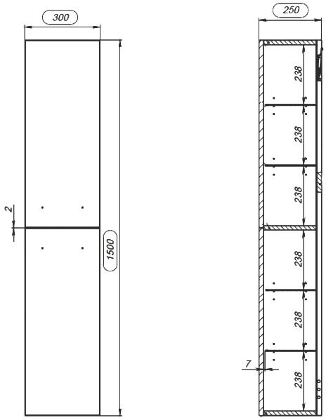 Пенал подвесной LARA 30 универсальный орех 63417 - 5