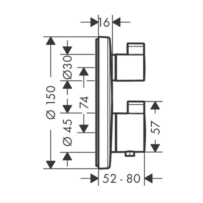 15758670 HG Ecostat S термостатический смеситель для душа  (внешняя часть) матовый черный - 1