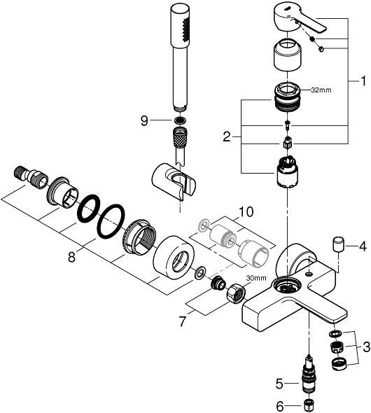 Смеситель Grohe Lineare New 33850001 для ванны с душем - 4