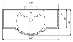 Тумба с раковиной Misty Шармель 105 бежевая глянцевая УТ000001878 - 3