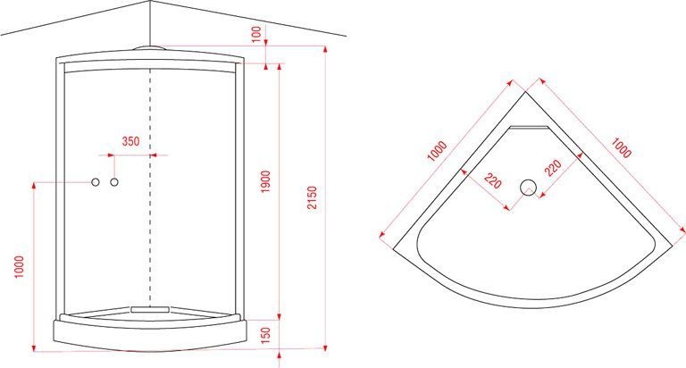 Душевая кабина Arcus  100x100 см  AS-122 - 1