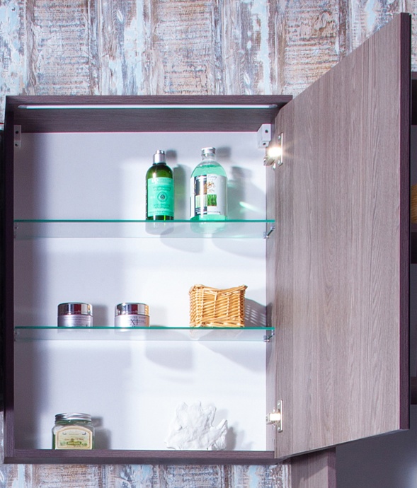 Зеркало-шкаф Бриклаер Кристалл 56 R, ясень анкор, темный, с подсветкой 4627125414589 - 2