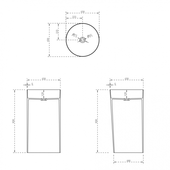 Раковина отдельностоящая ABBER Stein AS2506 белая матовая - 4