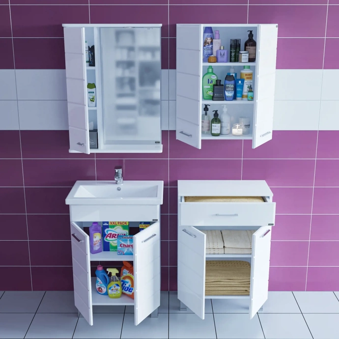 Тумба с раковиной напольная Санта Омега 60 белый - 3