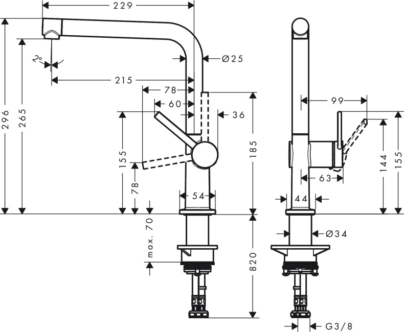 Смеситель Hansgrohe Talis M54 для кухонной мойки, хром 72840000 - 3