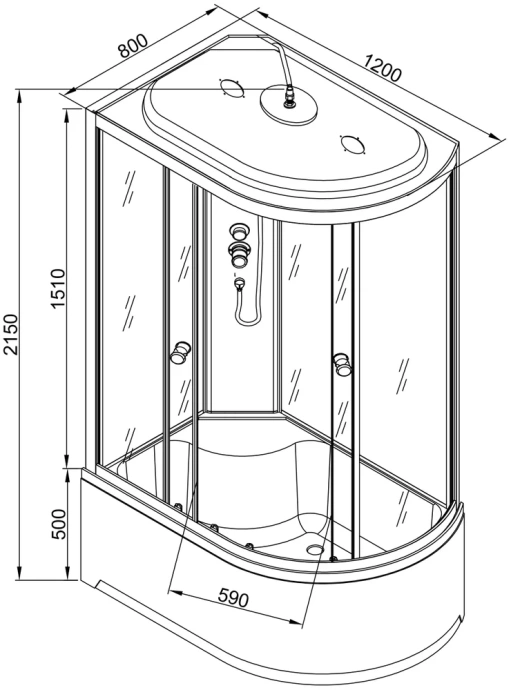 Душевая кабина Deto L 120х80 с электрикой  L920LEL - 10