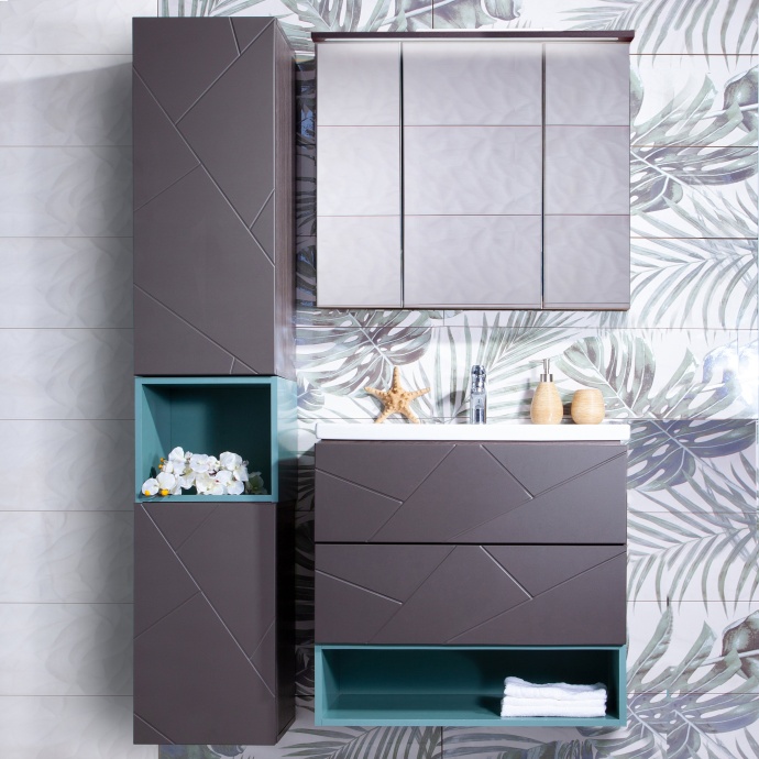 Мебель для ванной Бриклаер Кристалл 70 софт графит - 0