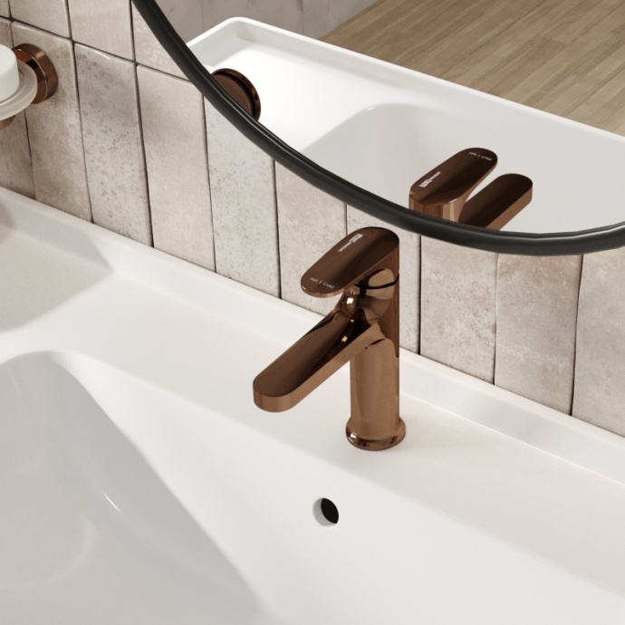 Смеситель для раковины WasserKRAFT Asphe розовое золото 7703 - 1