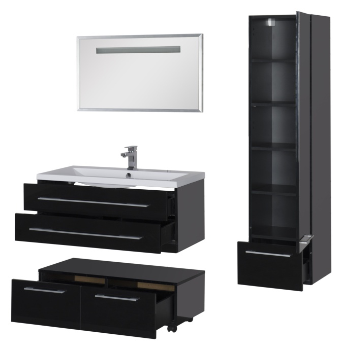 Тумба Aquanet Нота 100 подкатная, черная 170734 - 29