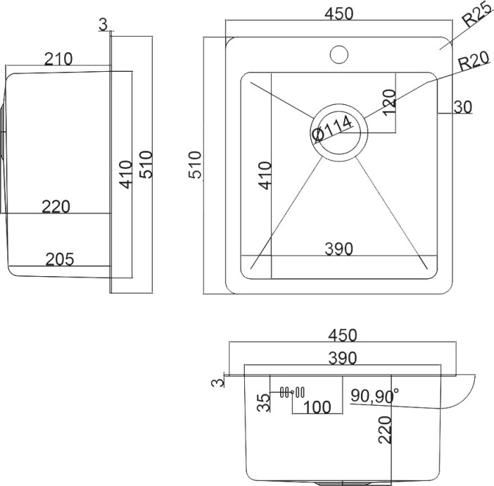 Мойка кухонная Zorg Inox HD 4551 - 1