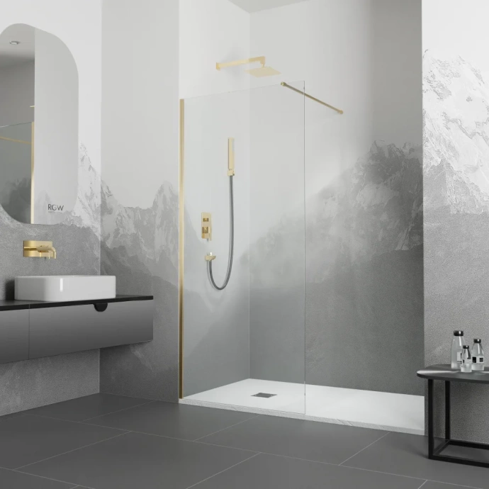 Душевая перегородка RGW Walk In WA-10G 90х195 профиль золото стекло прозрачное 02101009-16 - 1