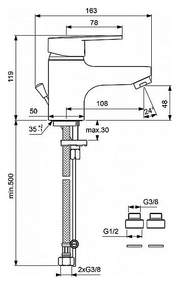 Смеситель для раковины Vidima Сева Фреш хром  BA026AA - 1