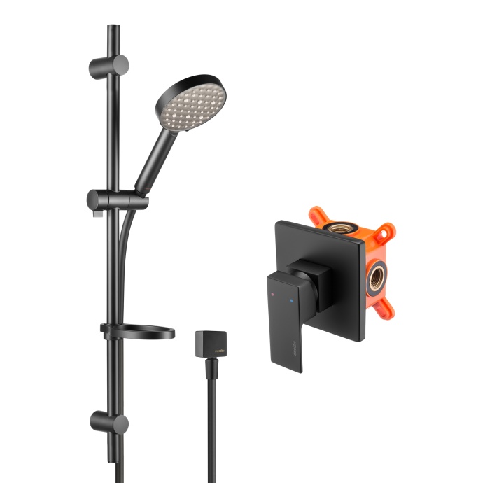 Swedbe Platta Душевой комплект со встроенным смесителем с монтажным боксом, цвет: черный 5552B - 0