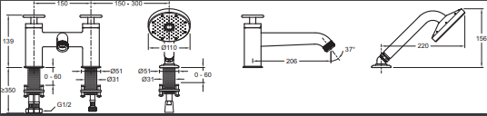 Смеситель Jacob Delafon Nouvelle Vague E78343-CAT на борт ванны - 1