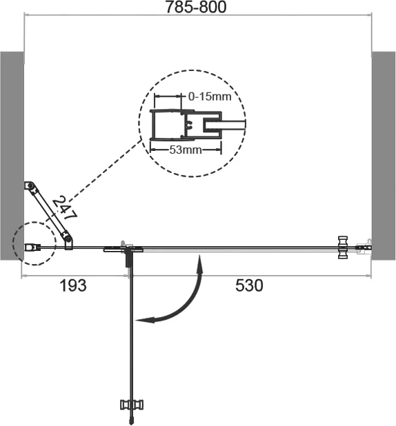  Душевая дверь BelBagno Kraft 80 профиль хром  KRAFT-60/20-C-Cr-L - 8