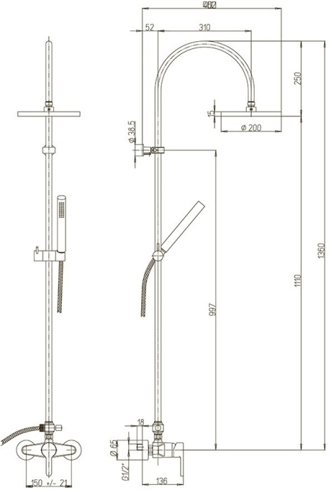 Душевая стойка Paini 92CR6891P1 - 2