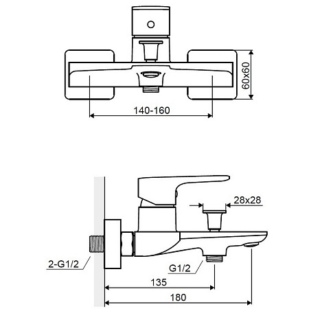 Смеситель для ванны Excellent Keria хром AREX.2005CR - 2