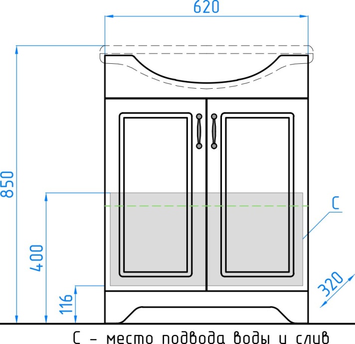 Мебель для ванной Style Line Олеандр-2 65 Люкс, рельеф пастель - 17