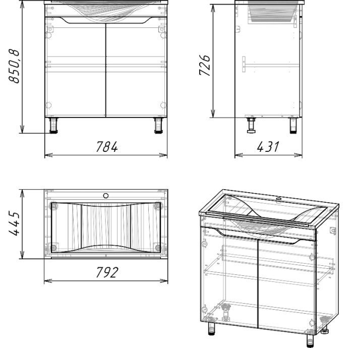 Тумба под раковину Stella Polar Абигель 80 серый SP-00001080 - 1