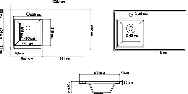 Мебельная раковина Misty Гавана 130 L 5218130 - 5