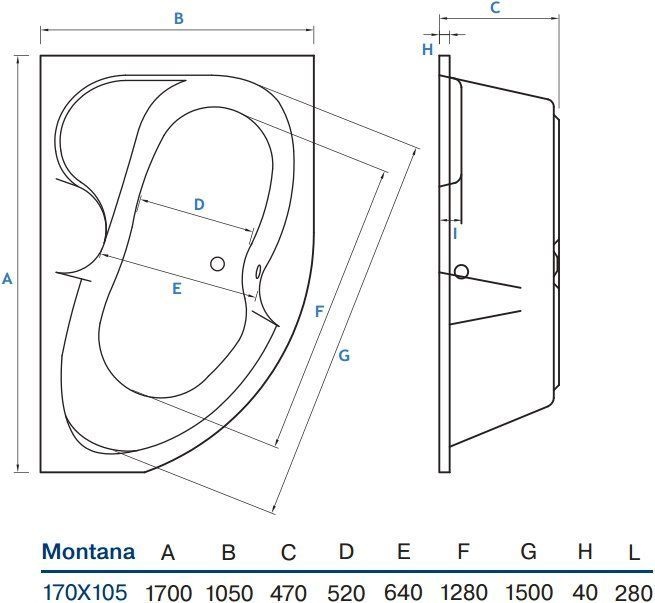 Акриловая ванна Koller Pool Montana 170x105 R MONTANA170X105R - 1