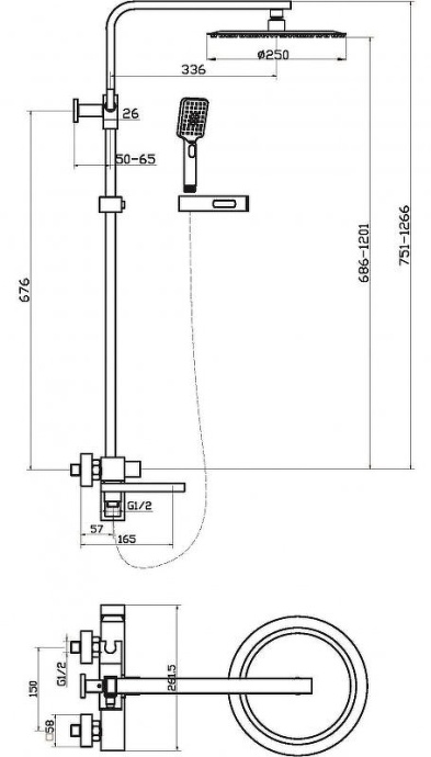 Душевая стойка BelBagno Luce хром  LUC-VSCM-CRM - 1