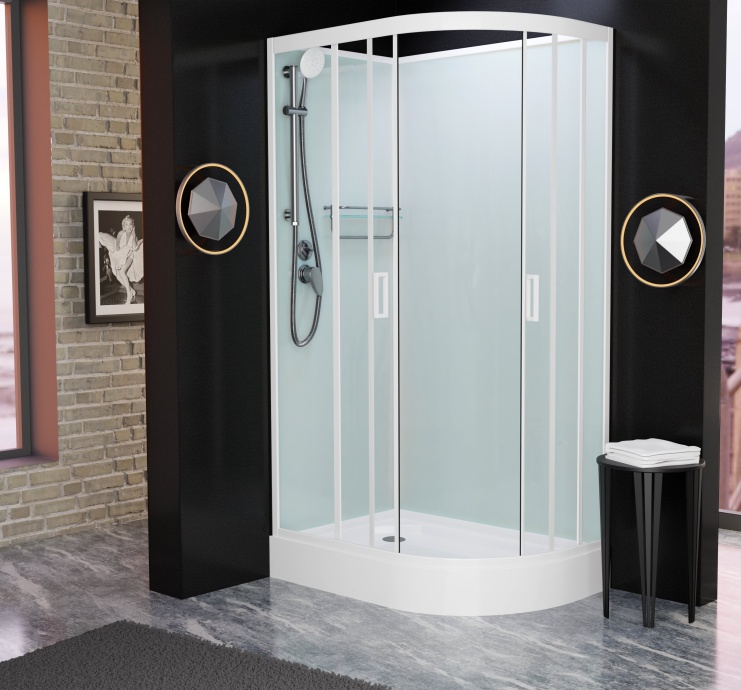 Душевая кабина Frank F412L White левосторонняя низкий поддон б/к Без крыши 412012 - 0