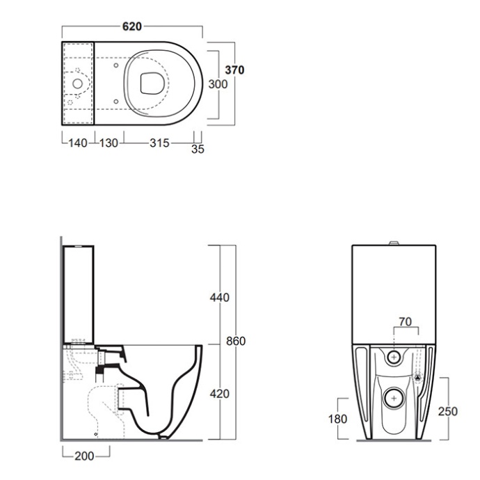 Чаша для напольного унитаза-моноблока Simas Vignoni белый без бачка и сиденья VI07bi - 1
