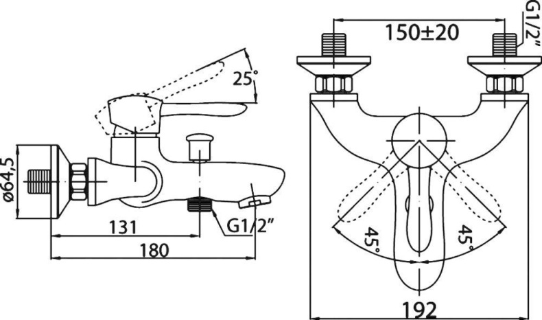 Смеситель BelBagno Oglio OGL VASM CRM для ванны с душем OGL-VASM-CRM - 1
