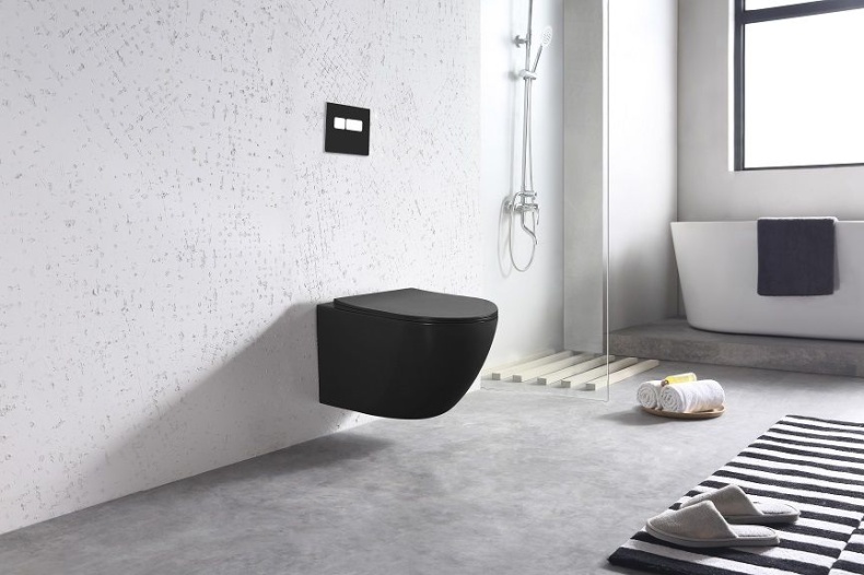 OVALE AM011CHR-MB Чаша унитаза подвесного, безободкового, цвет чёрный матовый ART&MAX - 1