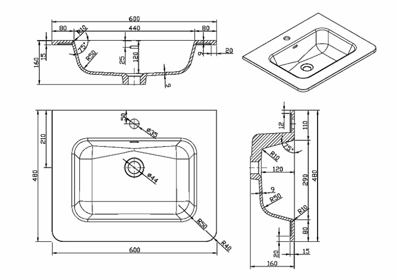 Мебельная раковина Vincea Alba 60 белая VCB-1A600W - 1