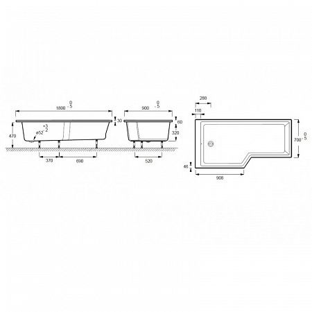 Акриловая ванна Jacob Delafon Bain-Douche Neo 180x90 E6D004L-00 - 4