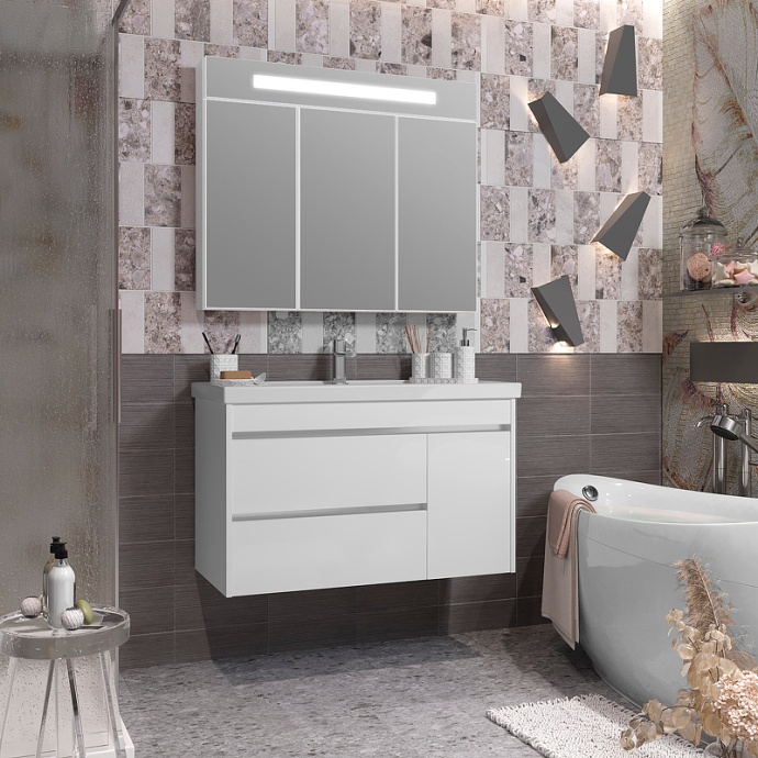 Зеркало - шкаф Opadiris Фреш 100 с подсветкой белый 00-00006753 - 3