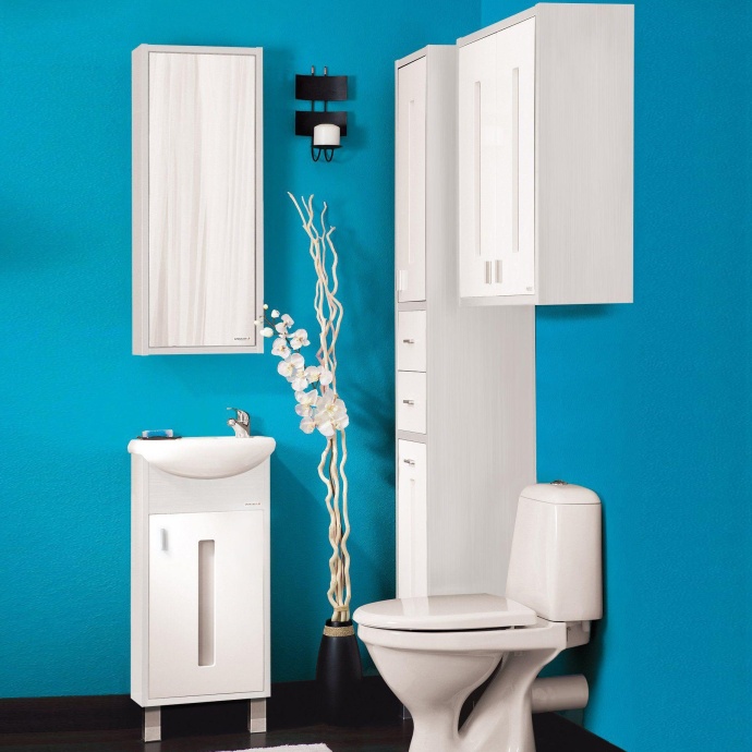 Тумба с раковиной Бриклаер Бали 40 светлая лиственница, белый глянец, R - 1