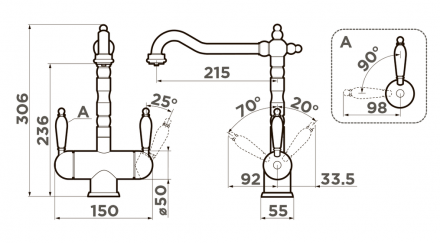 Смеситель для кухни Omoikiri Amagasaki графит  4994362 - 2
