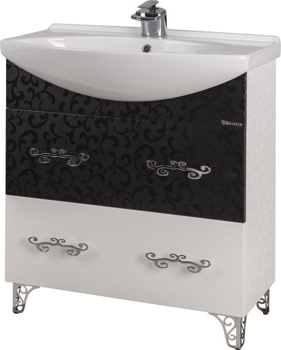 Тумба с раковиной Bellezza Маргарита 75 белая с черным - 1