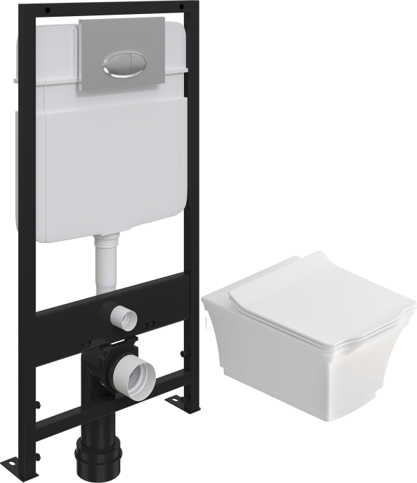 Комплект Унитаз подвесной STWORKI Хадстен SETK3304-0616-001-1-6000 с микролифтом + Система инсталляции для унитазов EWRIKA ProLT 0026-2020 с кнопкой смыва 0051 хром 560170 - 0