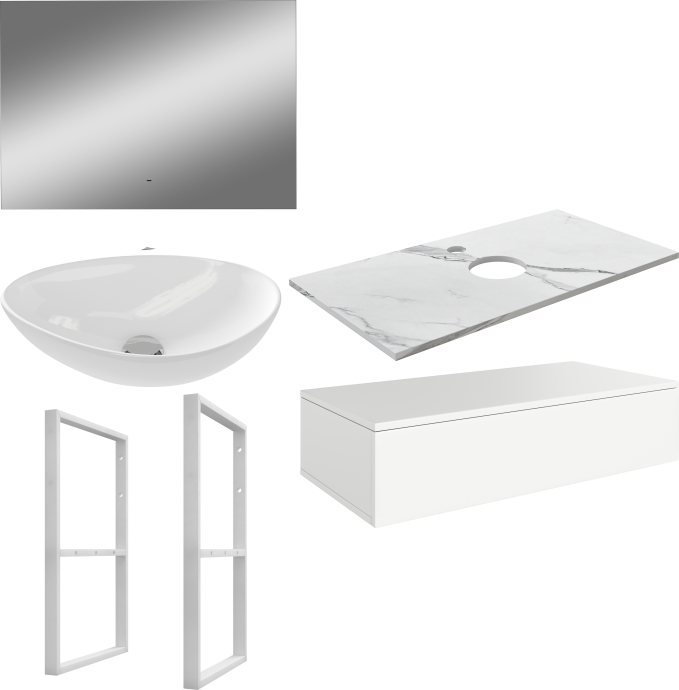 Мебель для ванной DIWO Элиста 100 белая с раковиной Moduo 55 Leaf 567780 - 9