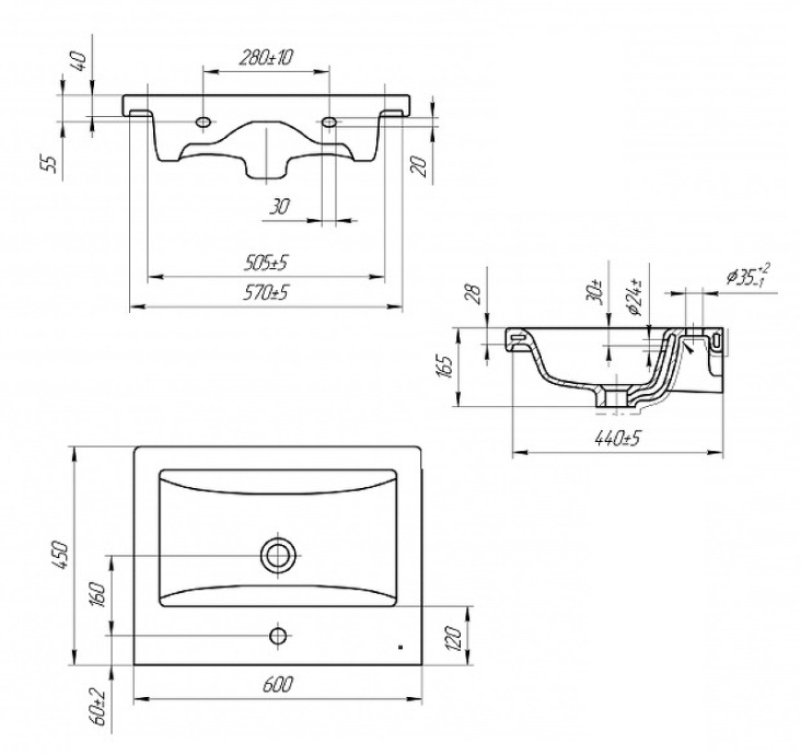 Раковина мебельная Style Line Como 60 белый ЛС-00000155 - 6